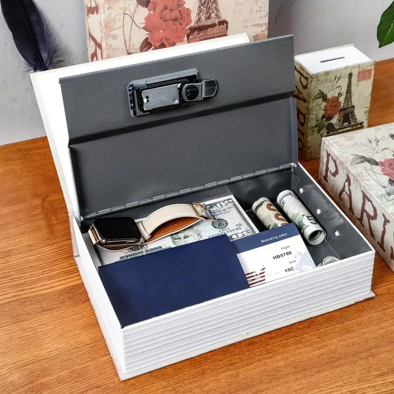 Label Book Locker Dictionary Stainless Steel Hidden Safe Jewellery Box, Cash Locker For Home & Office (18 X 12 X 5.5 Cm) Colour - Effiel Tower, Lock Type - Combination