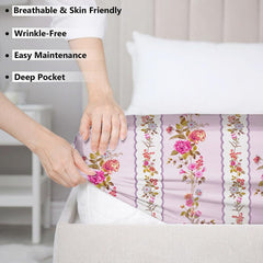 Microfiber All Round Elastic Fitted Bedsheets For King Size Bed With 2 Pillow Covers | 72 x 78 Inches, Pink - Breathable & Long Lasting Bedsheet