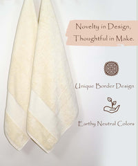 Rangoli Soft Absorbent Durable Towels Earthly Egyption Cotton Plush Luxurious Large Size Bath Towel 1000 Gsm (Cream)- Pack Of 2