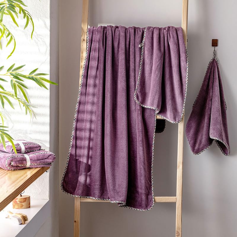 Spread Spain Microfiber 1 Bath + 2 Hand Towel 360 Gsm | Extra Soft Plush High Absorbent Bath Towel For Men & Women (Fashion Fruit)