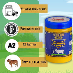 Pure A2 Desi Cow Ghee By Kalapurna Ghee | Delicious & Nutritious Healthy Desi Cow Ghee For Frying | (1 Litr) 33.8 Ounce | Jar Pack