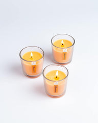 MANDARIN FRAGRANCE VOTIVE GLASS CANDLES SET OF 3 | BURNING TIME 12 HOURS