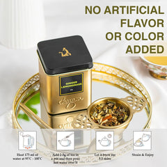 Chayam Ginger Lemongrass Tea - 50gm Tin, 1.7 Ounce | Refreshing Blend With Lemon Peel, Licorice & Spearmint - Rich In Antioxidants | Caffeine Free