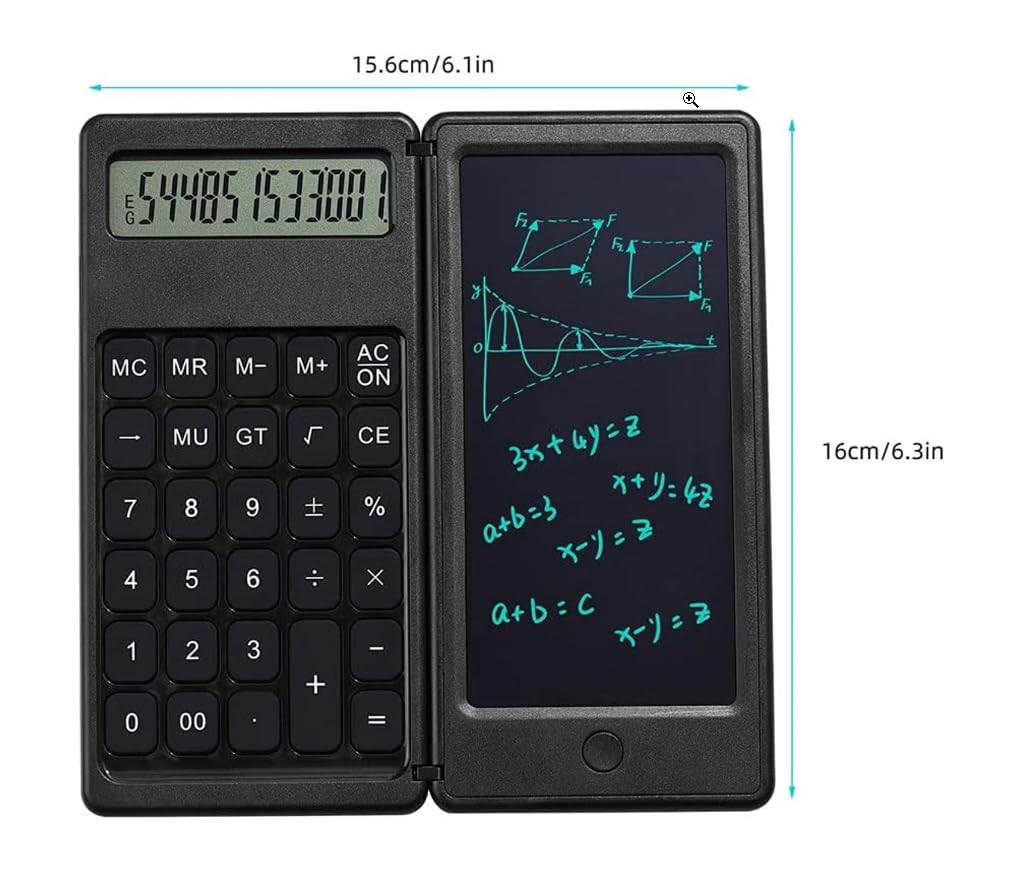 ShopCentre Smart Calci 2-in-1 Foldable Calculator & Writing Tablet Pad Combo | 12 Digit Pocket Calculator | Foldable Design With Notepad | Small Size | 2 In 1 Writing Tablet Calculator