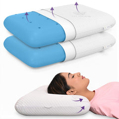 Cooling Gel Memory Foam Pillow, Orthopedic Pillows For Neck Pain & Relief, Queen Size - 4.5 Inch | Removable Zipper Cover, Portable, Cooling, Adjustable Pillows - Set Of 2