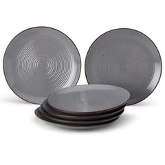 Ceramic Hand Glazed Stoneware Large Dinner Plates Set Of 6 - 10.6 Inch, Grey | Microwave Safe & Dishwasher Safe - Handcrafted Dinner Plates