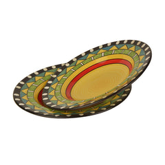 Hand Painted Ceramic Pasta Plate Set Of 2 - 9 Inches, Multicolor | Soup Plates - Maggi Plates