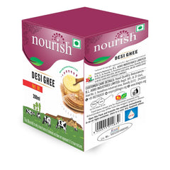 Organic Sudh Desi Ghee By Nourish | High In Protein Fiber Healthy Pure Shudh Desi Ghee Good For Bakes Cookies | (200ml) 6.7 Ounce | Box Pack