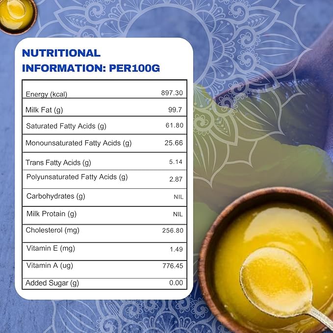 Organic Cow Ghee By New Nandan Gold | Rich Aromatic & Nutritious Indian Cow Ghee Perfect For Cooking | 5 Litre (1 Litr * 5) 169.0 Ounce | Box Pack
