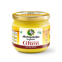 Organic Desi Cow Ghee By Akshayakalpa Organic | Rich In Vitamins A, D & K Healthy Desi Ghee Good For Boosts Energy | (300ml) 10.1 Ounce | Jar Pack