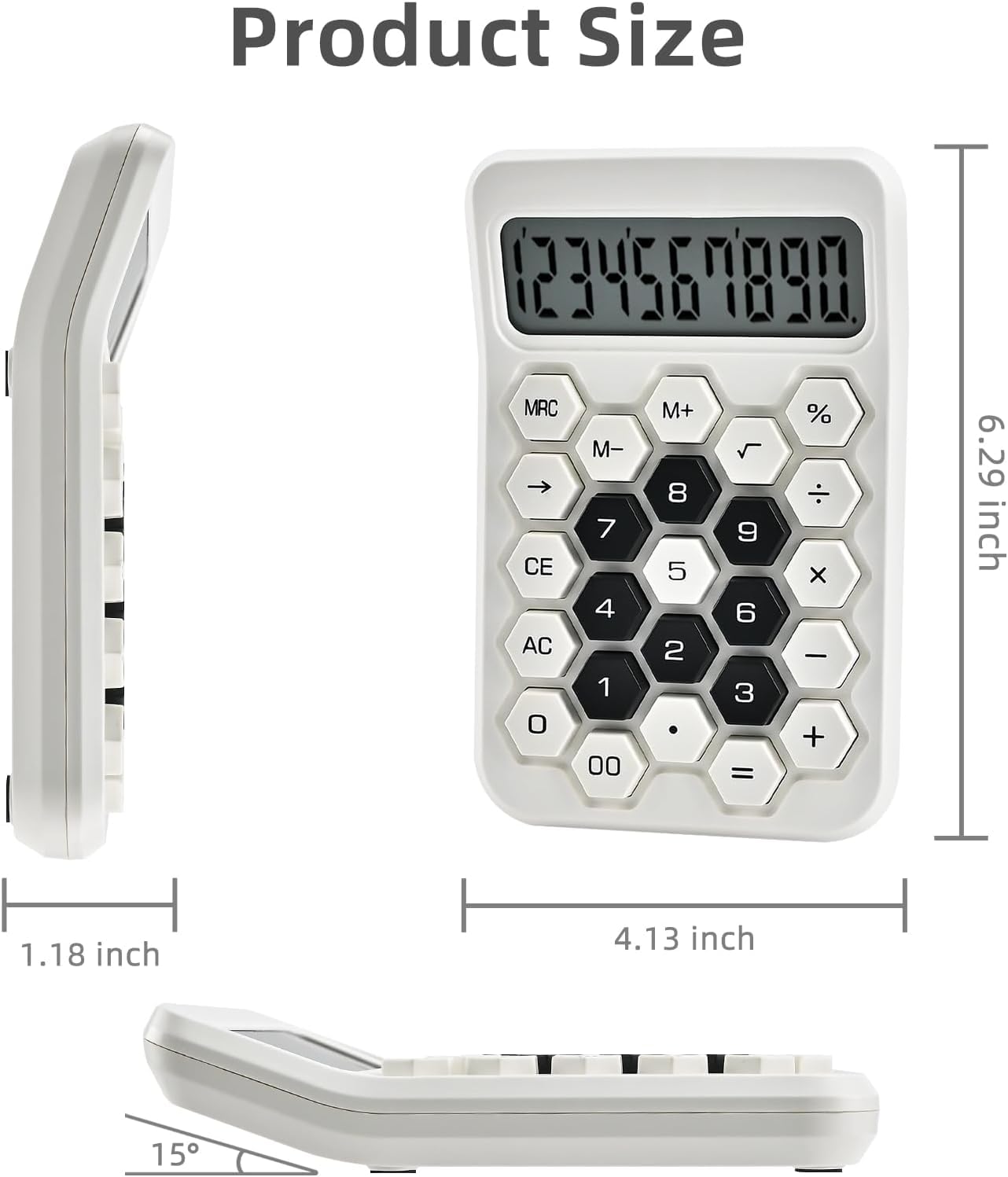 Fycan Mini Calculator 12 Digit Large LCD Display Big Buttons Easy To Press Non-slip Base Desktop Handheld Small Calculator For Student, Office Work (White)