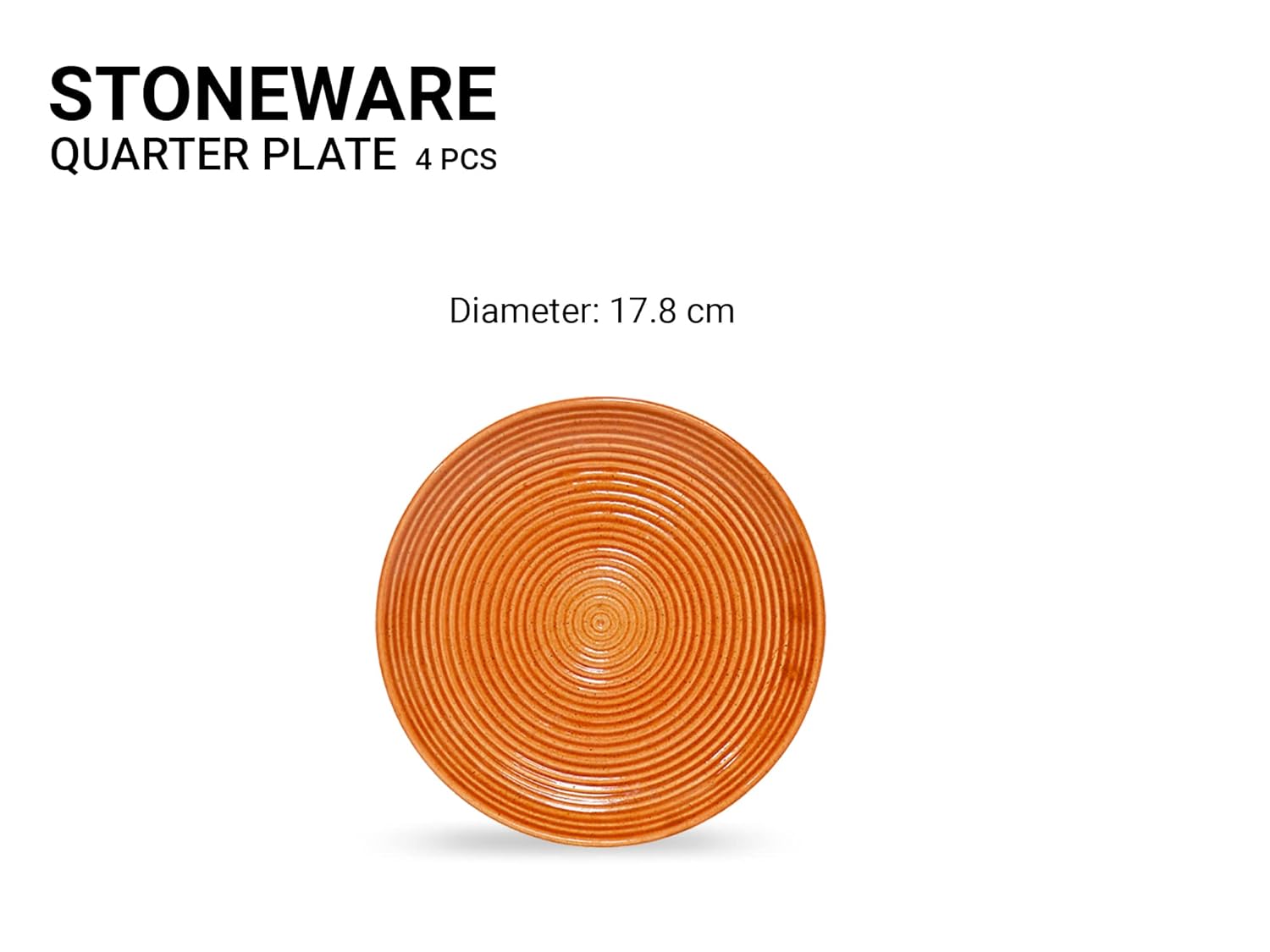 Ceramic Handcrafted Serving Quarter Plates Set Of 4 - 7 Inch, Sunlight-Orange | Hand Painted, Stoneware - Dinnerware | Scratch Resistant, Microwave & Dishwasher Safe