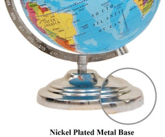 Globe 10 Inch Height, 8 Inch Diameter Rotating World With Magnifying Glass, Steel Finish Arc & Base, World, For Home & Office Decor, Best Gift For Students (Blue) Pack Of 1