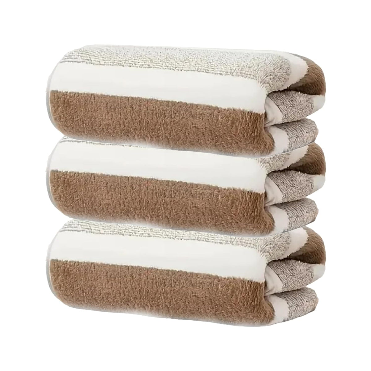 Black Gold The Finer Touch Microfiber Hand Towel 750 Gsm | Soft & Quick Dry, Super Absorbent, Lightweight Towel (Brown & White) - Pack 0f 3