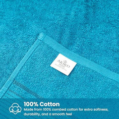 Akiko Home 100% Cotton Essential Series Hand Towels 800 Gsm | Soft, Absorbent & Durable, Cotton Hand Towel For Bathroom Use, Gentle On Skin- Pack Of 4 (Teal)