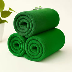 Freshshine Hand Towel 450 Gsm | Super Soft Quick Dry Microfiber Face Towel Napkins For Wash Basin Gym Sports Travel - Green (Set Of 3)