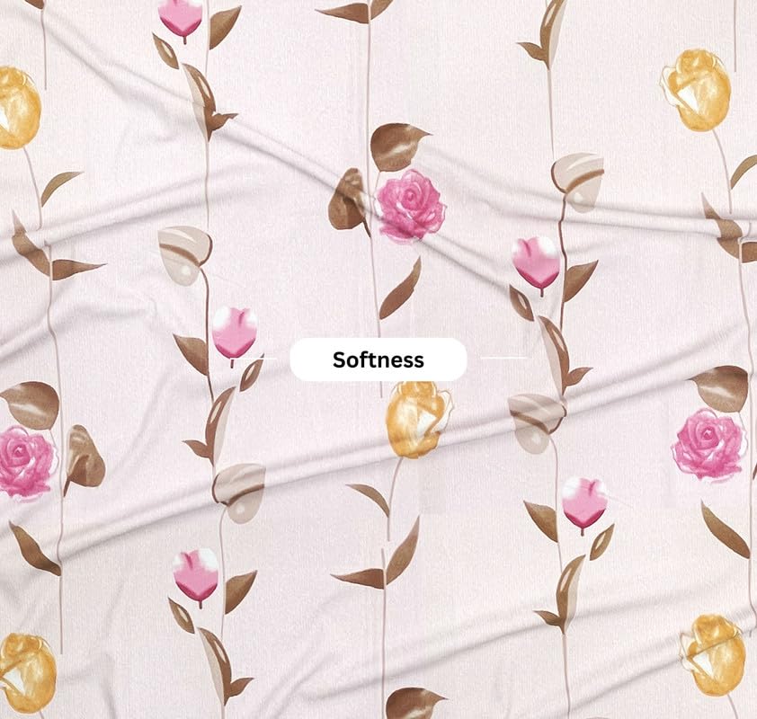 Cotton Fitted Bedsheets With 2 Matching Pillow Covers For King Bed | Size 78x72+10 Inches, Peach & Pink - Soft, Durable & Wrinkle Free | Ideal For Daily Use