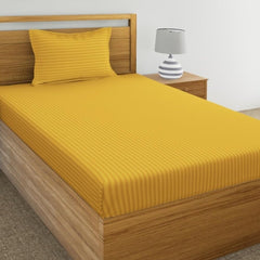 Glace Cotton 1 Single Bedsheet With 1 Pillow Cover - 60 X 90 Inches, Yellow | Comfort Fabric Bedsheet Home, Hotel & Guest House