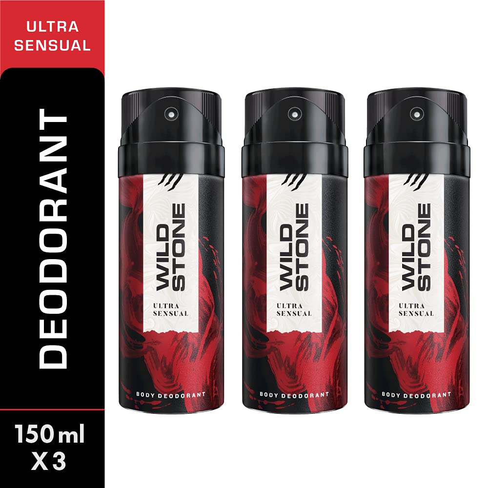 Wild Stone Ultra Sensual Deodorants Body Spray 450ml 15.2 Fl.oz. | Perfect Gift Set For Husband | Pack Of 3