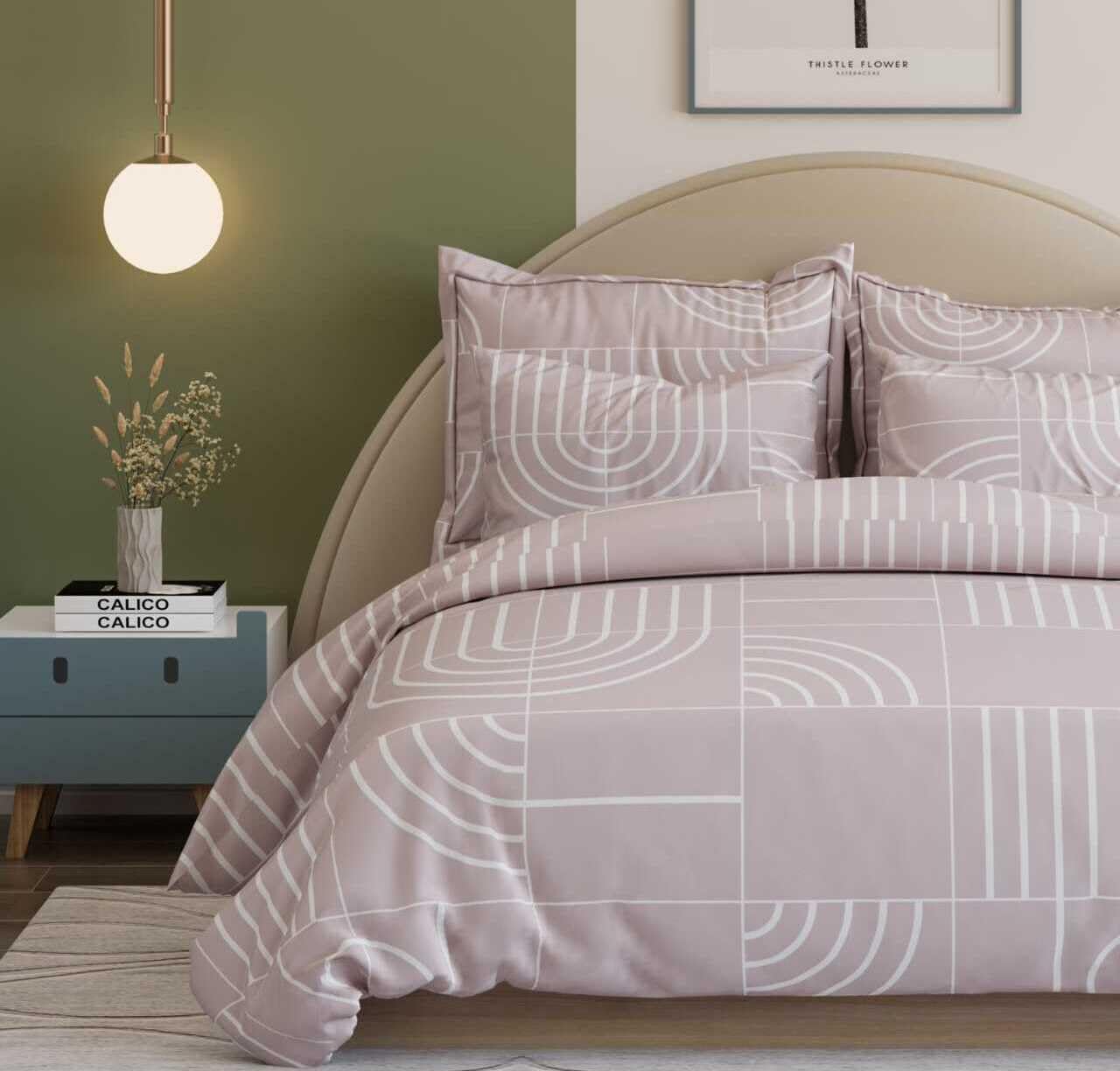 Printed Double Bedsheet For Super King Size With 2 Matching Pillow Covers - 108 X 108 Inches, Pink | 300 Thread Count Skin Friendly & Luxuriously Smooth To Touch Bedsheet