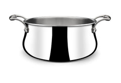 Artisan Triply Stainless Steel Belly Saucepot With Lid | Induction Base Casserole - Biryani Pot Or Handi - Stew Pot 2.4 Liters, 18cm