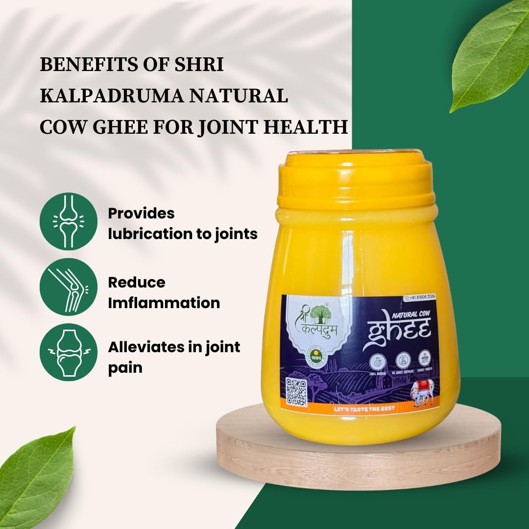 100% Natural Cow Ghee By Shri Kalpadruma | Rich In Vitamin A & Healthy Nutrients Desi Ghee Perfect For Weight Loss | (1 Litr) 33.8 Ounce | Jar Pack