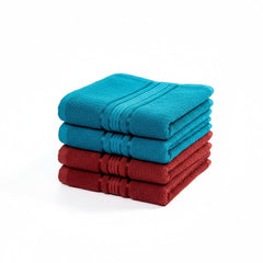 Akiko Home 100% Cotton Essential Series Hand Towels 800 Gsm | Soft, Absorbent & Durable, Cotton Hand Towel For Bathroom Use, Gentle On Skin- Pack Of 4 (Teal & Maroon)