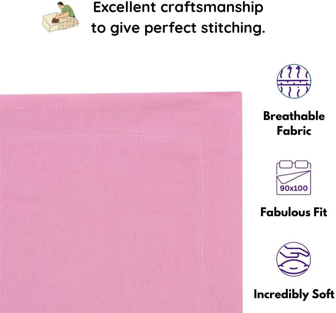 Microfiber Double Bed Bedsheet With 2 Pillow Covers Double Bed Sheet King Size - Size 90 X 95 Inches, Pink | 144 TC King Size Perfect Bedsheet