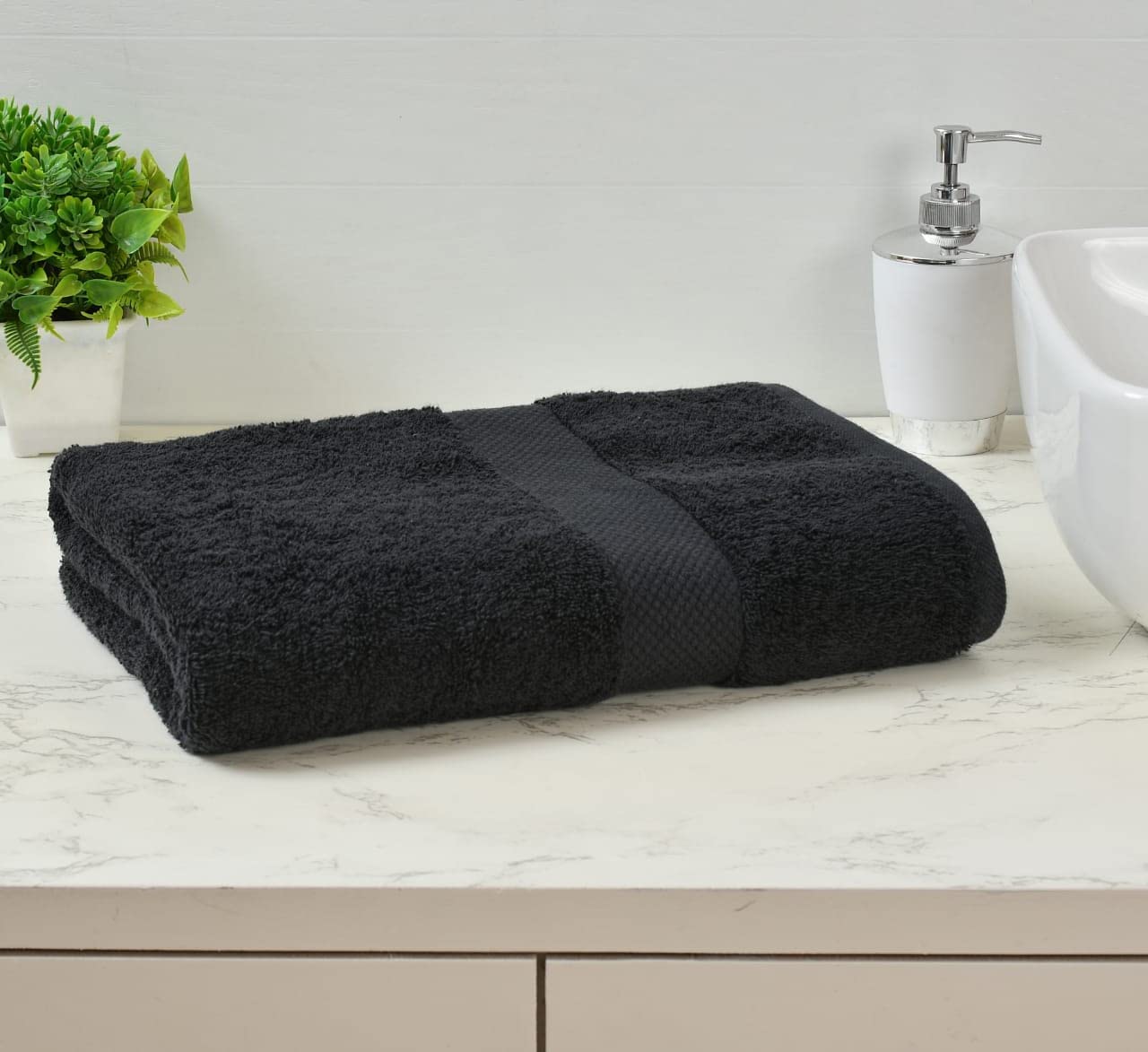 Planet Home Cotton Soft Bath Towel 450 Gsm | For Men & Women Bath Towel (Black)