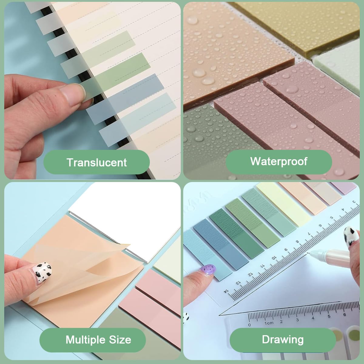 700 Sheets Transparent Sticky Notes Colorful Clear Plastic Pads | Oil-Based Pen Friendly