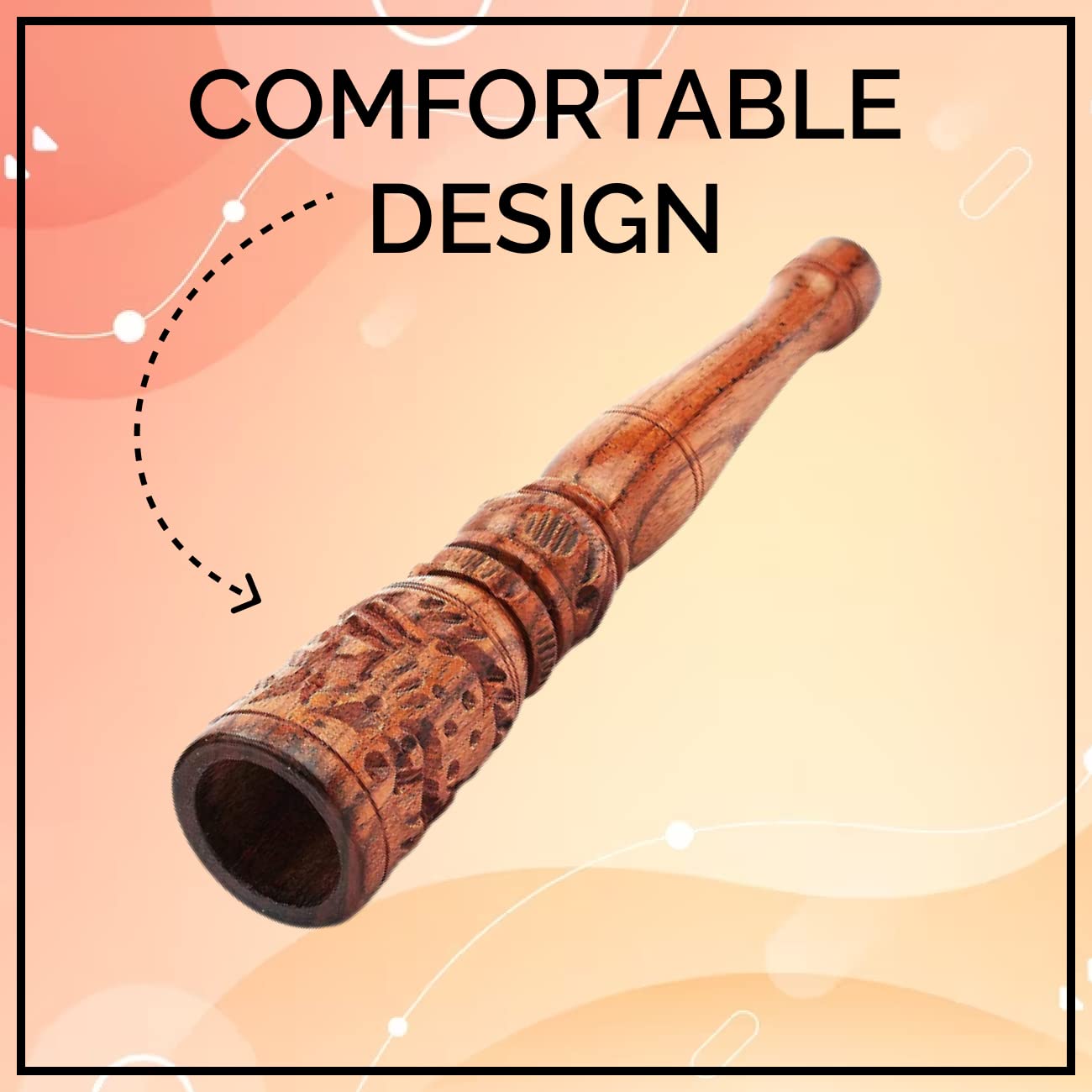 Royal Swag Mughal Style Tobacco Pipe Handmade Shiva Chillum Hookah Smoking Pipe | Durable Hard Wood Material | 15cm X 4 Cm X 2 Diameter Made In India