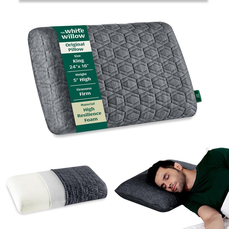 Hard Pillow For Neck & Shoulder Pain Relief, Thick Pillow, King Size - 5 Inch | Hard Memory Foam Pillow - Cervical Pillow For Sleeping | Orthopedic Bed Pillow For Back, Stomach Sleepers