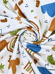 Mafatlal Coo Coo 100% Cotton Kids Bath Towel 250 Gsm | Soft, Lightweight & Quick-Dry Fun Cartoon Print Lucent White Towel (Orange) - 1 Pcs