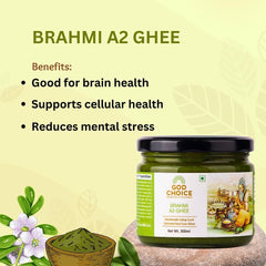 Premium Brahmi A2 Desi Cow Ghee By God Choice Organic Farms | High In Protein Fiber Healthy Desi Ghee For Diet | (300ml) 10.1 Ounce | Jar Pack