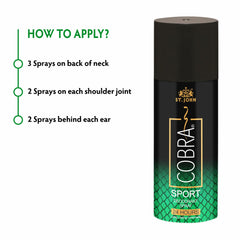 St. john Cobra Sports Limited Edition Long Lasting Deodorant Spray 150ml 5.0 Fl.oz. | Perfect Aniverssary Gift For Husband