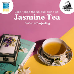 Dorje Teas Darjeeling Jasmine Tea - 100gm, 3.5 Ounce, 40 Cups | Promotes Good Sleep & Stress Relief - Low Caffeine, Soothing Tea For Relaxation & Glowing Skin