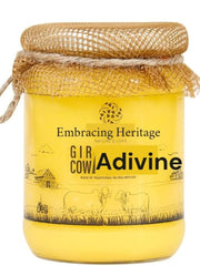 Pure Desi Gir Cow Ghee By Adivine | Traditional Bilona Method Healthy Desi Cow Ghee Good For Reduces Joint Pain | (500ml) 16.9 Ounce | Jar Pack