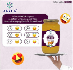 Organic A2 Gir Cow Ghee By Akyug | Tradition Bilona Method A2 Rich Desi Ghee Good For Calcium | (500ml) 16.9 Ounce | Jar Pack