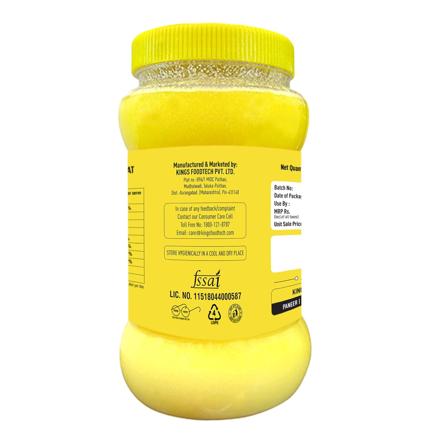 100% Pure Desi Daanedaar Cow Ghee By Kings Everyday | Rich Aroma & Taste Cow Ghee Ideal For Puja | 2 Litre (1 Litr * 2) 67.6 Ounce | Jar Pack