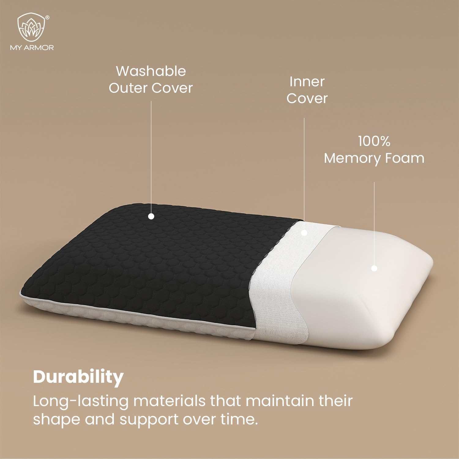 Memory Foam Pillow, Dual Side Sleeping For Back & Side Sleepers - 25x15.5x5 Inches | Orthopedic Cervical Pillow For Neck Pain & Shoulder Pain, Spondylitis | Bamboo Cover, White - Pack Of 1
