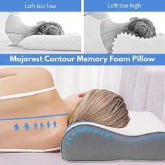 Memory Foam Pillow, For Neck Pain & Shoulder Pain Relief, Grey & White | Contour Cervical Orthopedic Memory Foam Pillows For Sleeping, Ergonomic Cervical Pillow, Adjustable Pillow