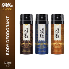 Wild Stone Classic Cologne, Leather & Musk Deodorants For Men Long Lasting Body Spray 675ml 22.8 Fl.oz. | Pack Of 3