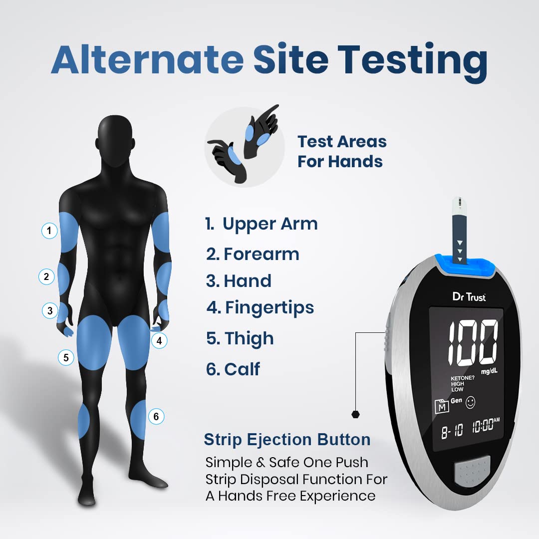 Dr Trust Fully Automatic Blood Sugar Testing Glucometer Machine With 60 Strips