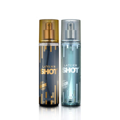 Layer'r Shot Gold Iconic + Power Play Fragrant Body Spray 135ml 4.56 Fl.oz. Each Pack Of 2 | Ideal For Men