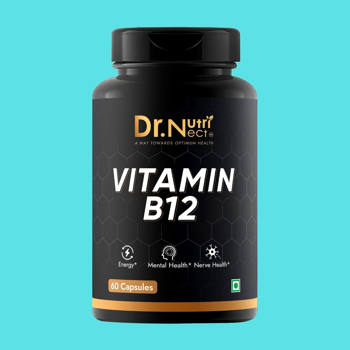 Dr. Nutrinect Vitamin B12 With B1, B2, B3, B5, B6, B7, B9, Folic Acid | 60 Capsules , 100gm 0.2lbs