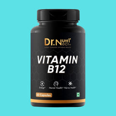 Dr. Nutrinect Vitamin B12 With B1, B2, B3, B5, B6, B7, B9, Folic Acid | 60 Capsules , 100gm 0.2lbs