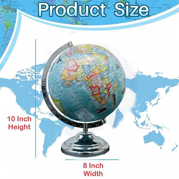 Rotating English Globe With Sturdy Metal Stand For Home Decor, Office Decor & Study Table Decor, Birthday, Party Gifts & Anniversary, Pack Of 1