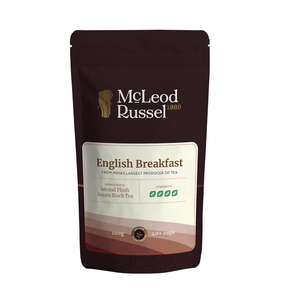 McLeod Russel 1869 English Breakfast Black Tea - 100gm, 3.5 Ounce, 40+ Cups | Strong & Robust Blend Daily Black Tea - Loose Leaf Black Orthodox | Low Caffeine
