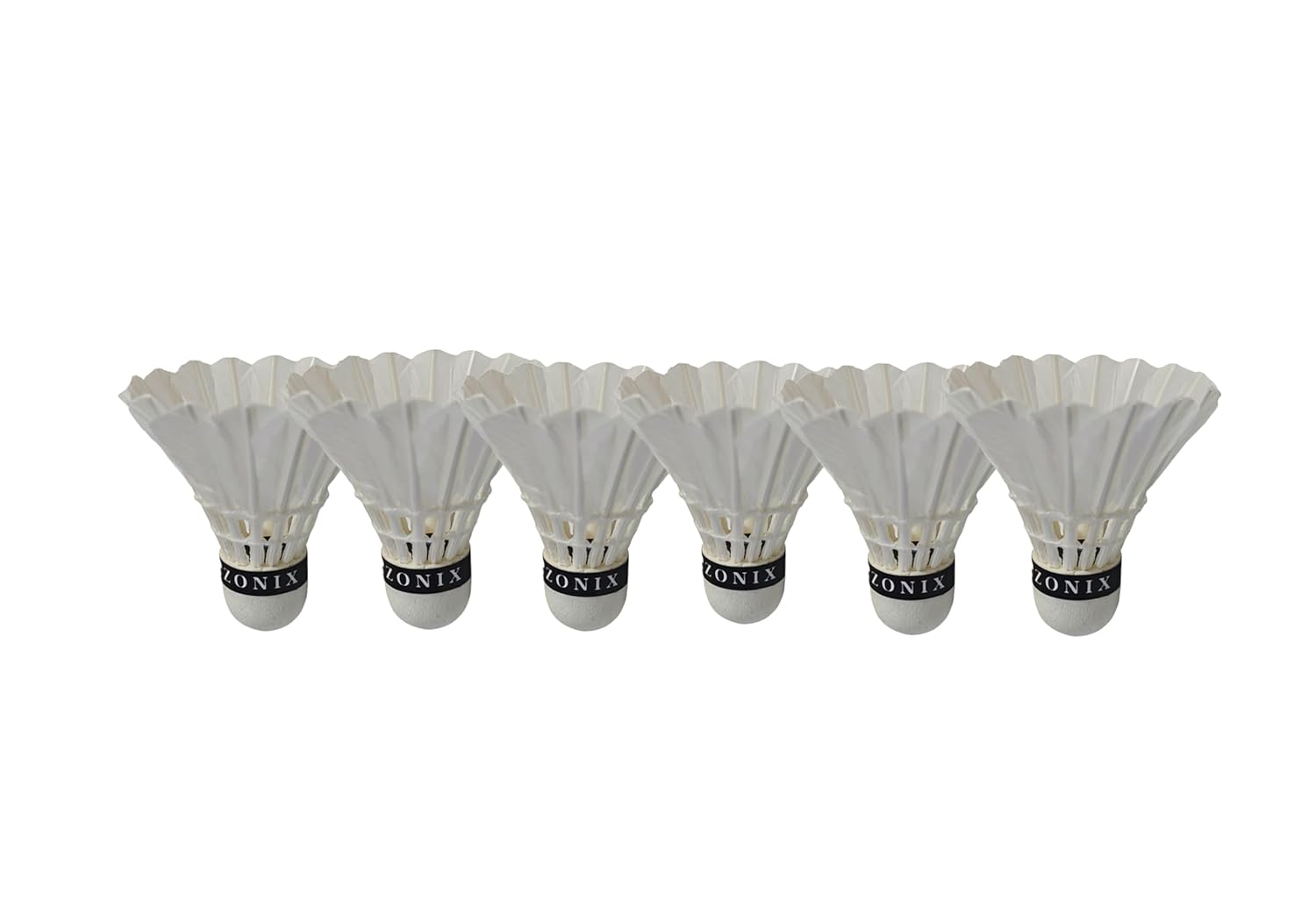 Zonix Premium Feather Shuttlecocks , Superior Flight And Durability | White , Pack Of 6