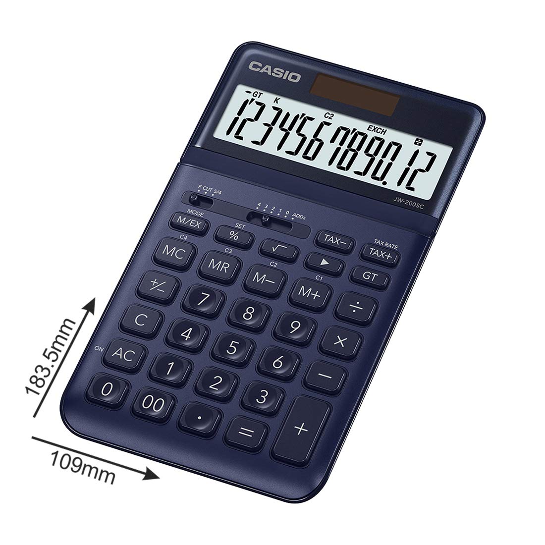 Casio JW-200SC-NY Premium & Stylish Calculator (Dark Blue) | 12 Digits, 2-way Powered | Stylish Desktop Calculator